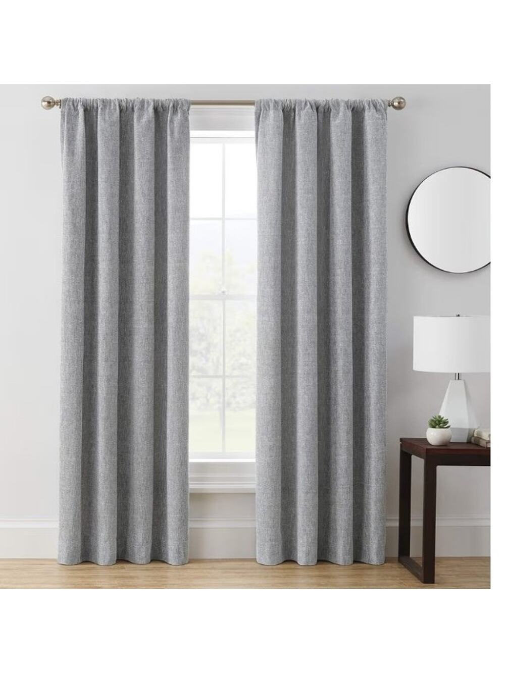 Brookstone Harvey Mid Century Modern Room Darkening Rod Pocket Window Curtains